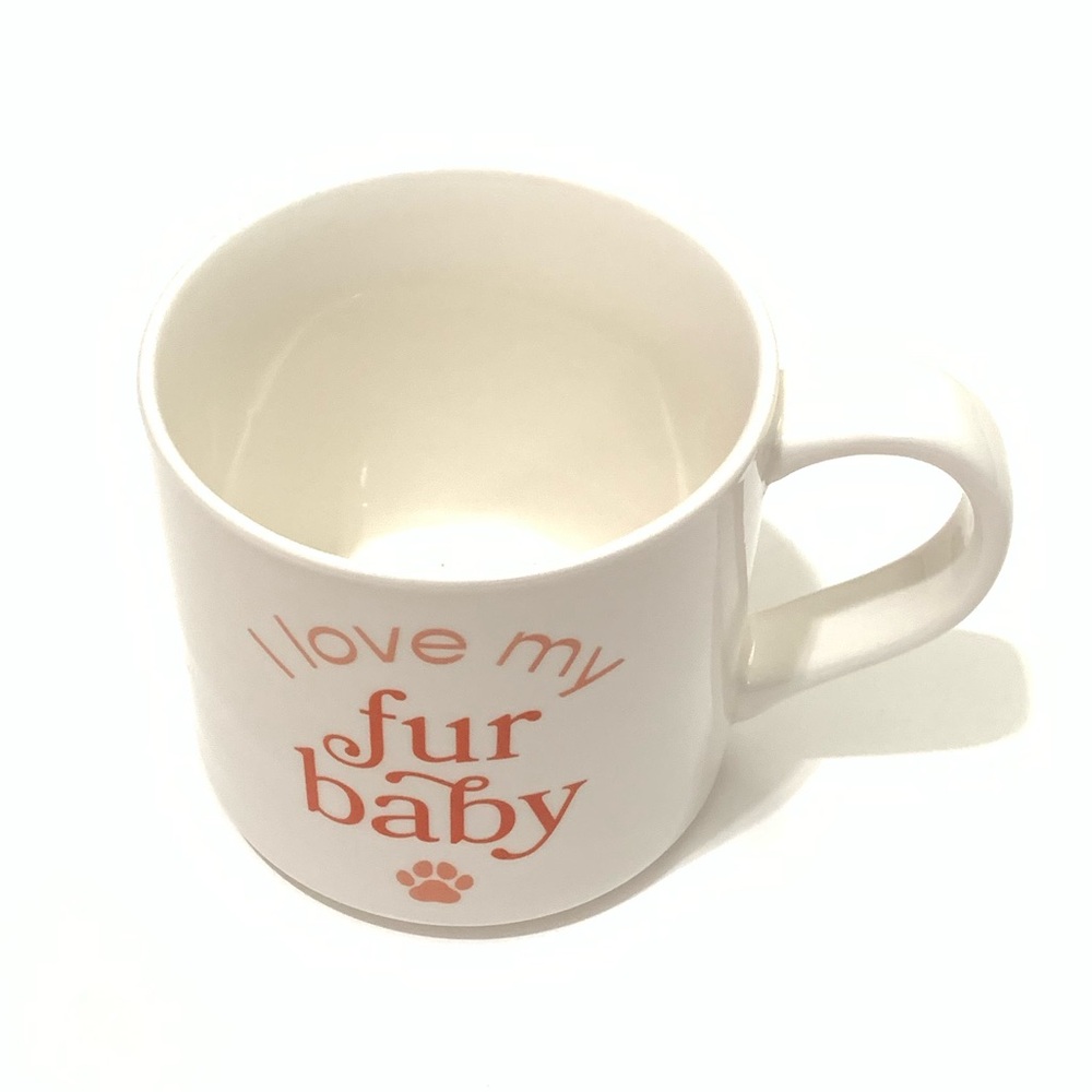 White Mug with Orange 'Fur Baby' Text